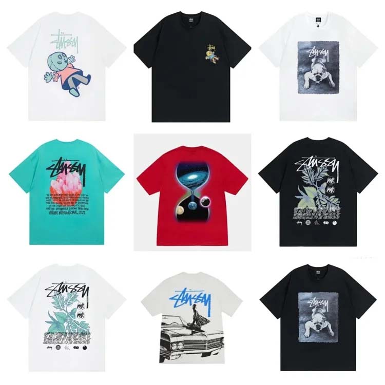 Stu kreative Reverse Logo Brief Kurzarm T-Shirt-1852  