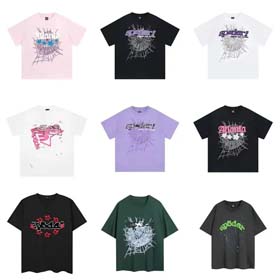 SP5DER Spider Web Schaumstoff Drucken Lose Casual Top T-Shirt-1861  