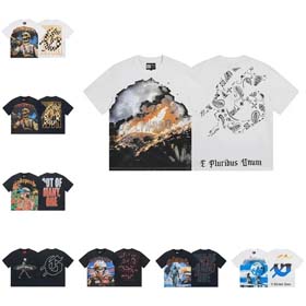 Godspeed Brief Druck lose Paar reine Baumwolle Rundhalsausschnitt kurzärmeliges T-Shirt-1979  