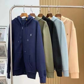 Ralph Laure Polo Sport Pony Logo gestickt mit Kapuze Reißverschluss Sport Casual Cardigan Jacke-2261  