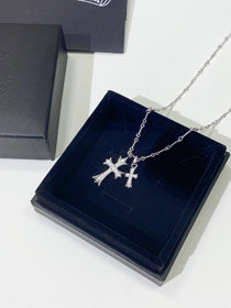 Chrome Herz Kreuz Halskette-3778  