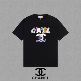 Chanel Cotton gedrucktes lockeres kurzärmeliges T-Shirt (2 Stile)-2784  