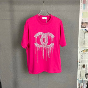Chanel Licht Luxus heiße Diamant Buchstabe LOGO kurzärmeliges T-Shirt-2839  